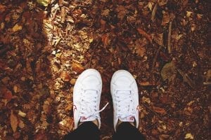 walking/standing in leaves