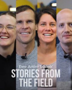 Cover image for the video series "Stories from the Field" which include 4 smiling heads divided vertically