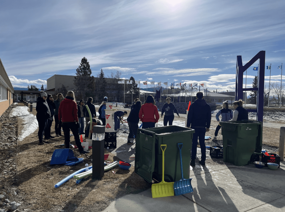 educators gathered outside