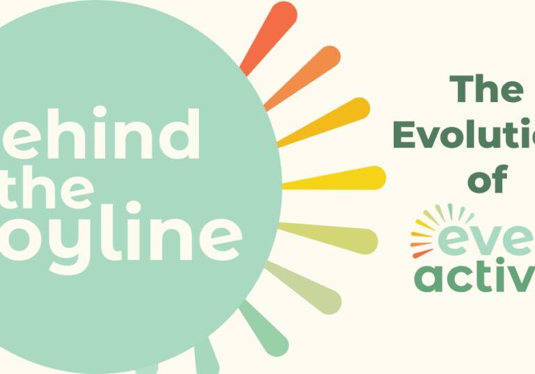 Behind the Joyline text in a mint circle with different coloured joylines behind it. Text on the right says "The Evolution of" with the Ever Active logo below it